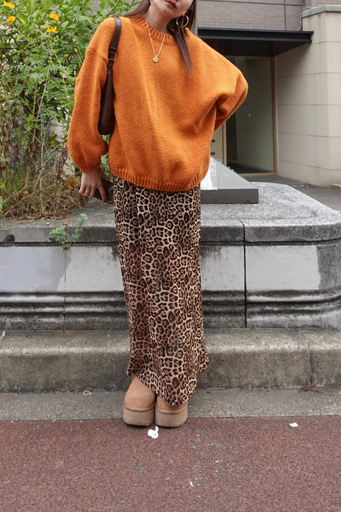 バックオープンレオパードワンピ